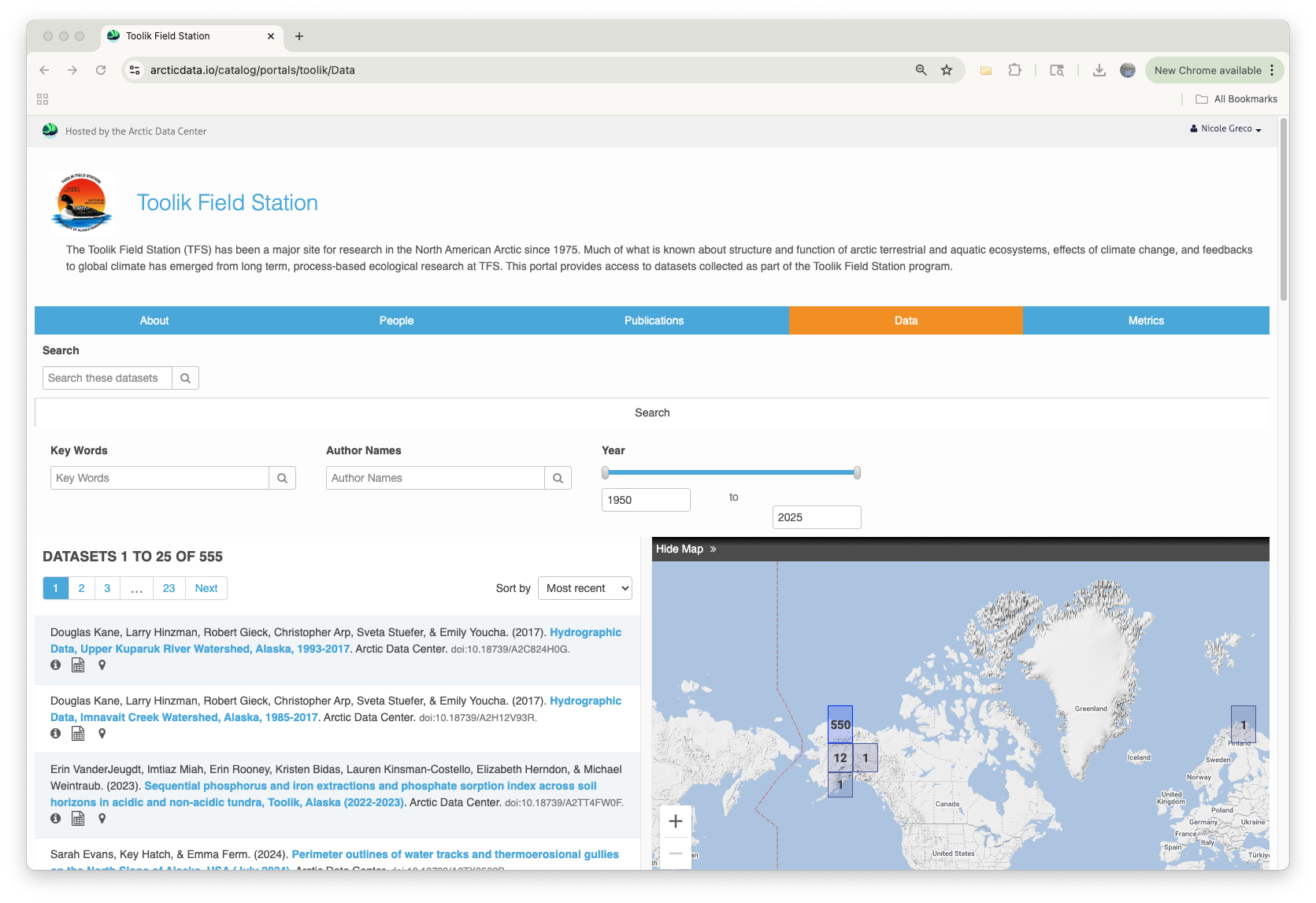 Data Page Screenshot