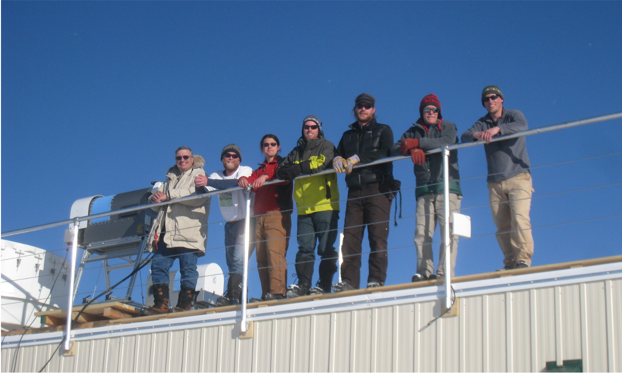 Members of the ICECAPS project team at the station in Summit, Greenland (L-R: Duane Hazen, Michael O’Neill, Ryan Neely, Erik Olson, Matthew Shupe, Brad Halter, and Christopher Cox).
