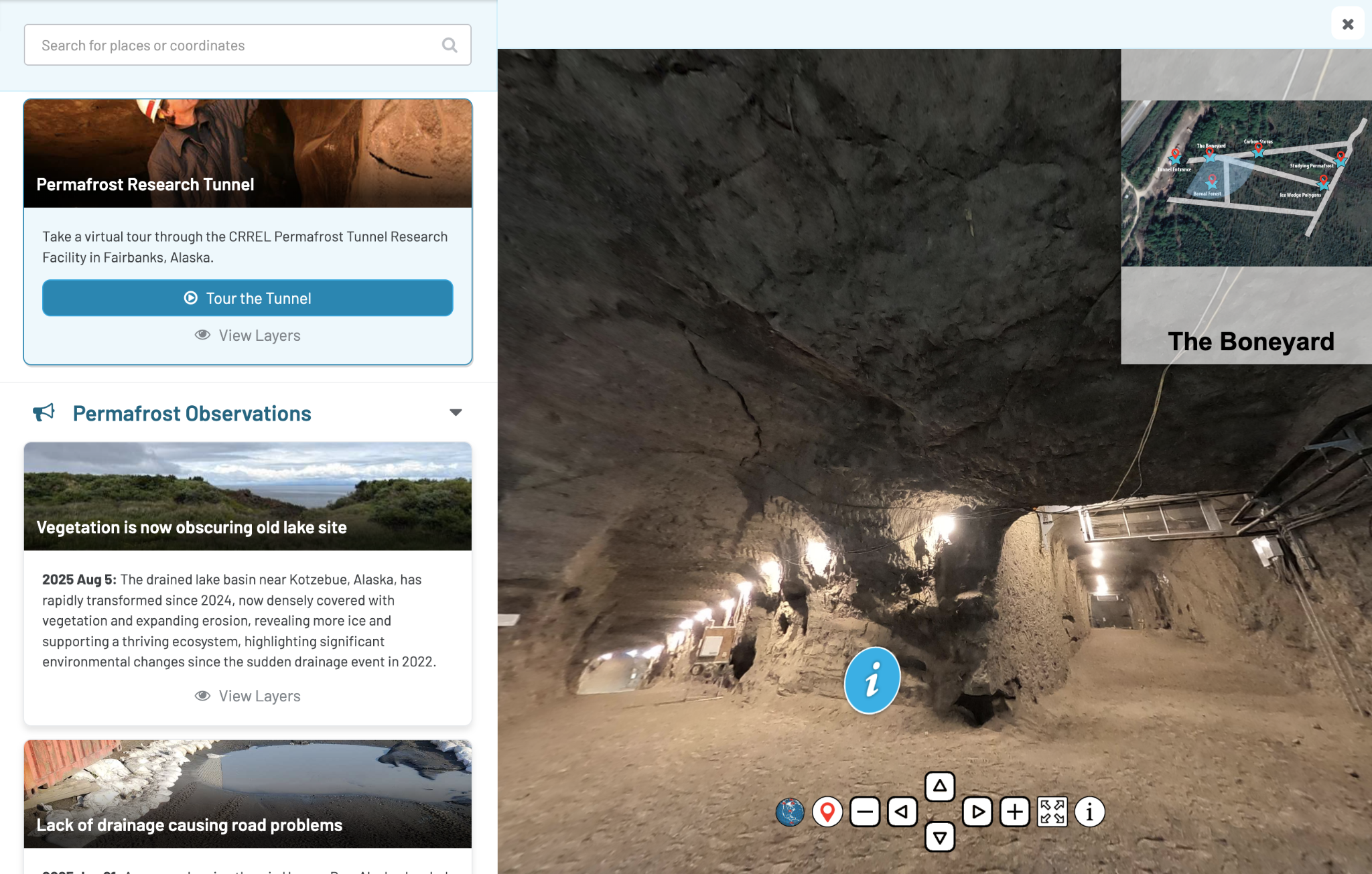 Example of new interactive map capabilities on the Permafrost Discovery Gateway portal.