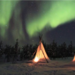 norhtern lights with tents